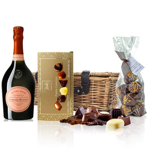 Laurent Perrier Cuvee Rose Champagne 75cl And Chocolates Hamper